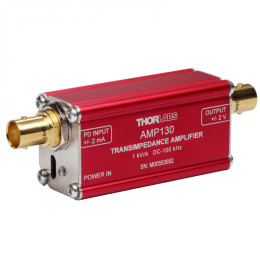 AMP130 - Transimpedance Amplifier, Gain: 1 kV/A, Bandwidth: 100 kHz, Thorlabs